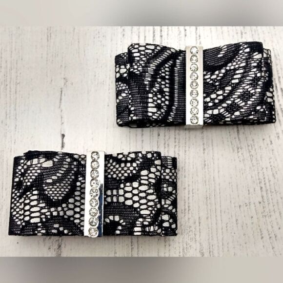Vintage Rhinestone Lace Shoes Clip On Shoe Bow Accessories - Picture 12 of 12